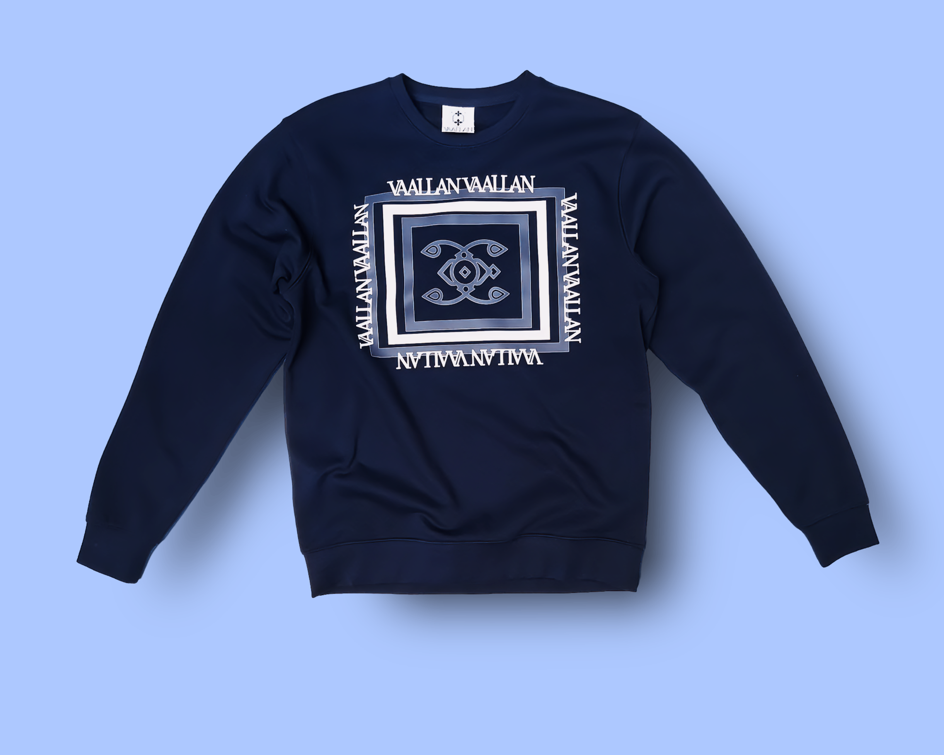 VAALLAN Navy Sweatshirt in Classic Monogram Front Print