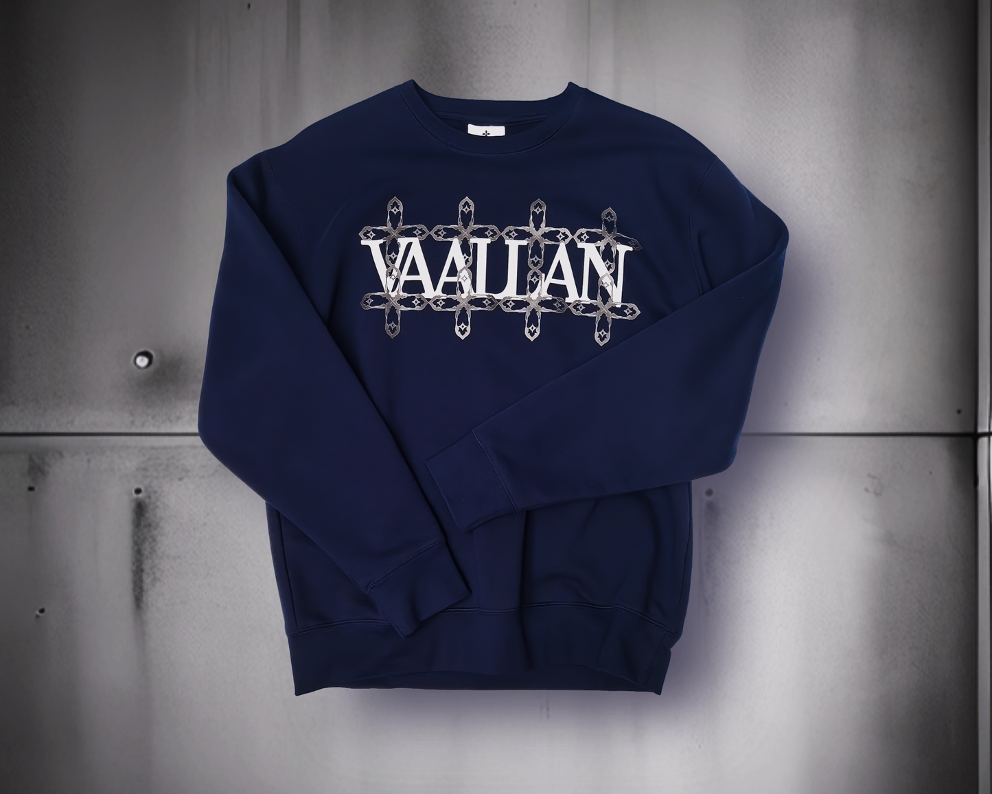 VAALLAN Long Sleeves Front Monogram Classic Print Sweatshirt