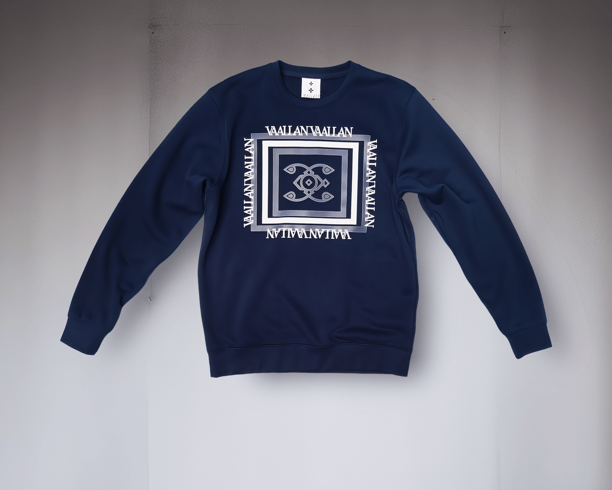 VAALLAN Navy Sweatshirt in Classic Monogram Front Print